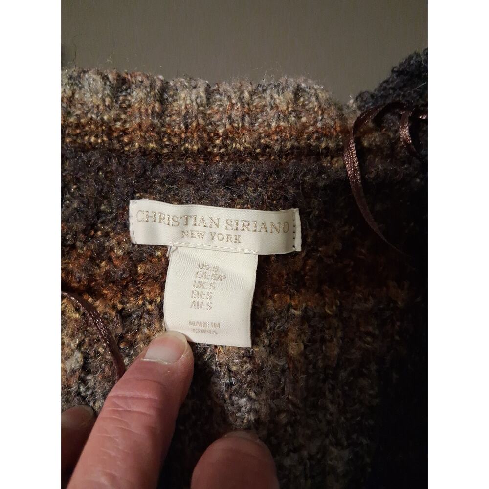 Christian Siriano Womens Small Brown Striped Fuzzy Knit Cardigan Boho Earthy - Picture 3 of 7
